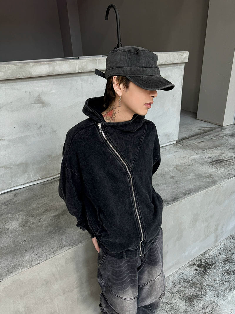 Washed Oversize Zipper Hoodie WN21163