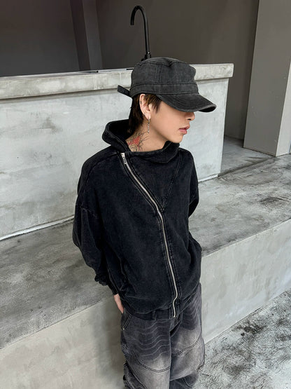 Washed Oversize Zipper Hoodie WN21163