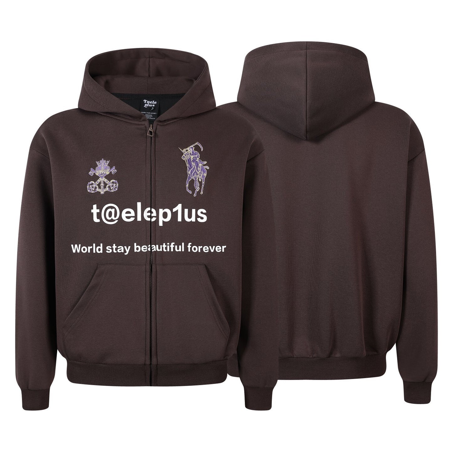 Logo Horse Embroidery Zipper Hoodie WN25565
