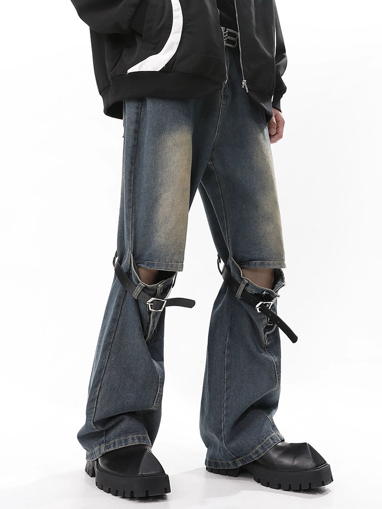 High-Waist Damage Flare Denim Jeans WN10359