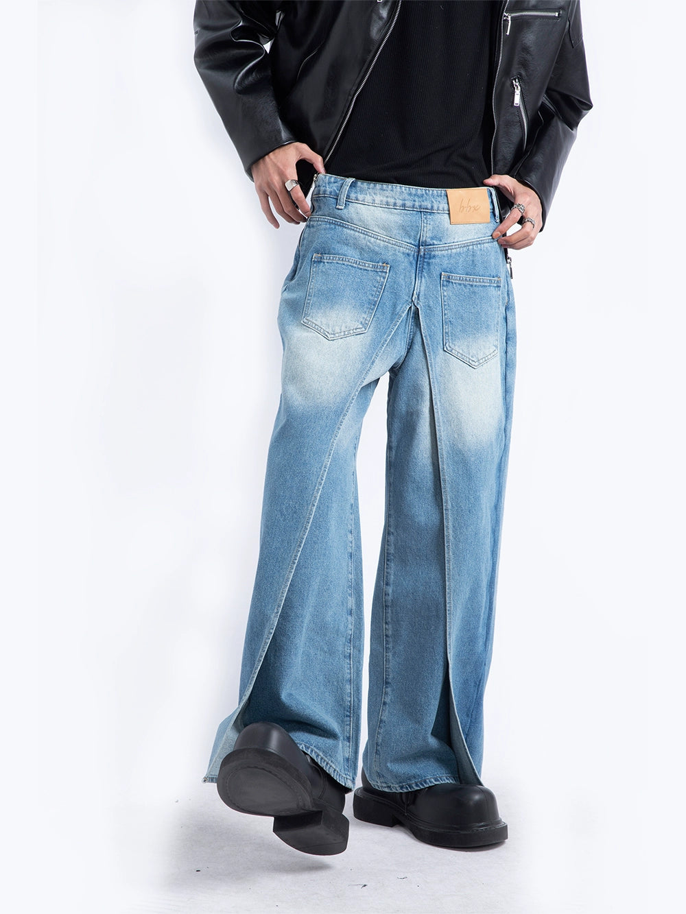 Washed Wide Leg Straight Denim Jeans WN9253