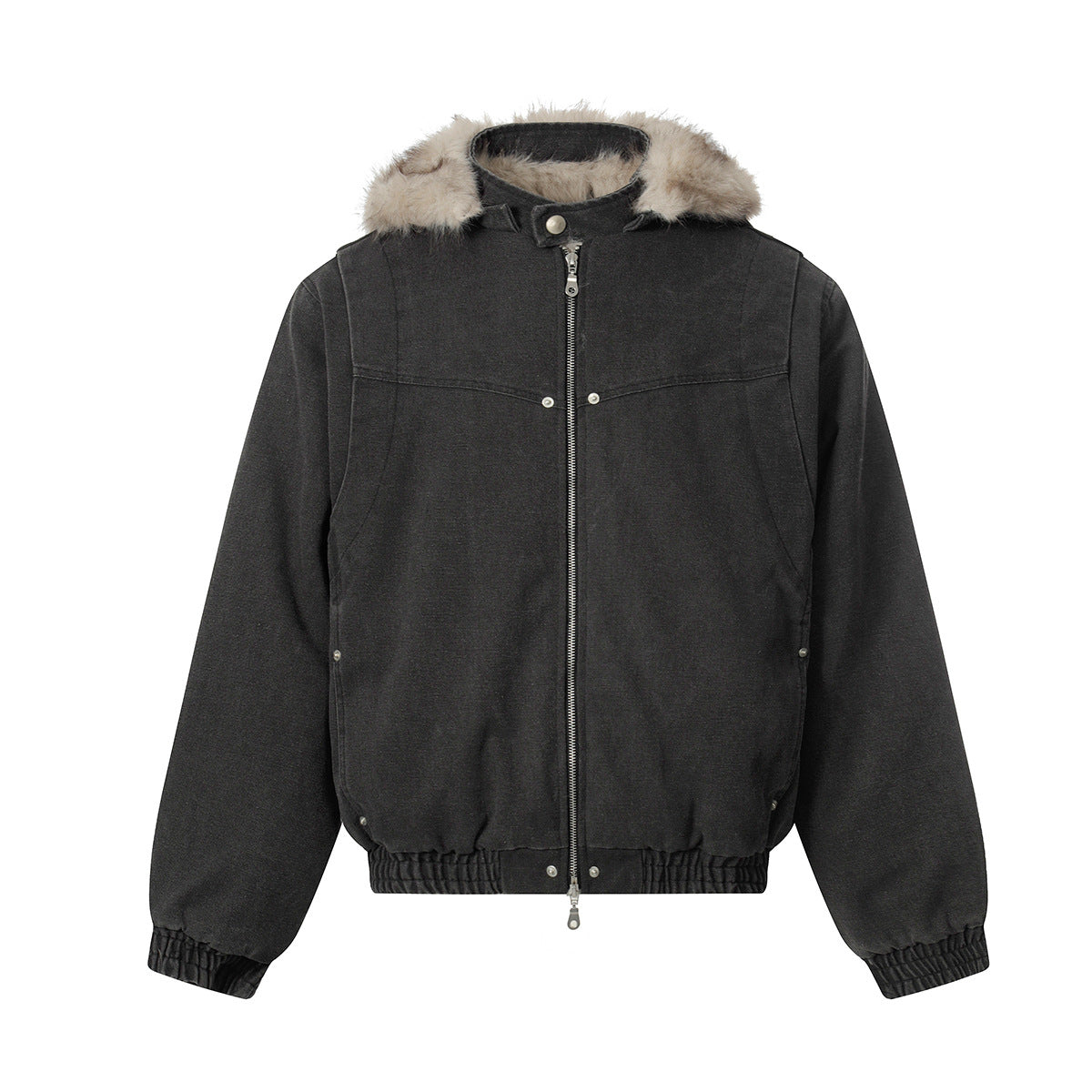 Detachable Fur Collar Hooded Puffer Jacket WN21864