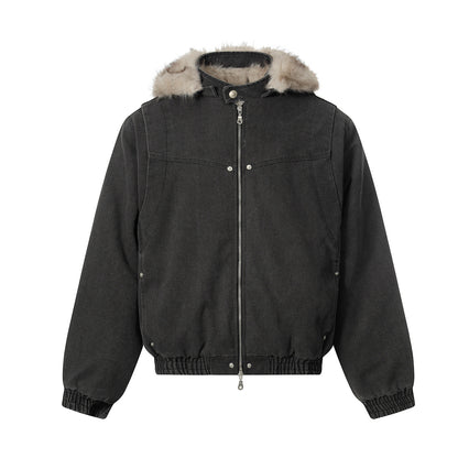 Detachable Fur Collar Hooded Puffer Jacket WN21864