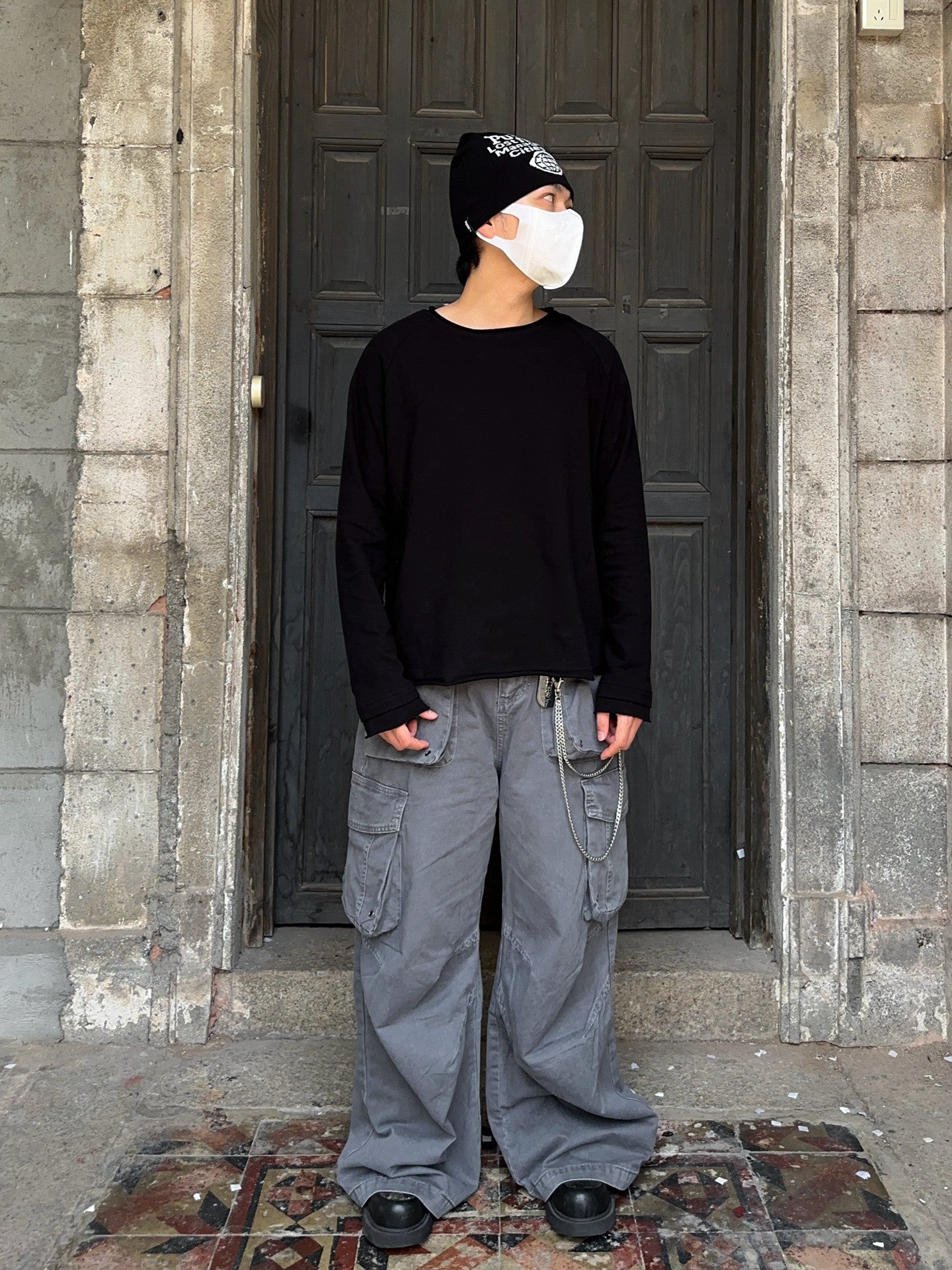 Raw Edge Oversize Long Sleeve T-Shirt WN24395