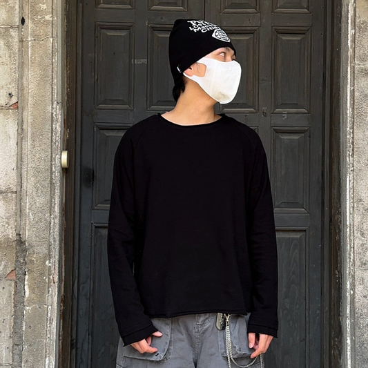 Raw Edge Oversize Long Sleeve T-Shirt WN24395