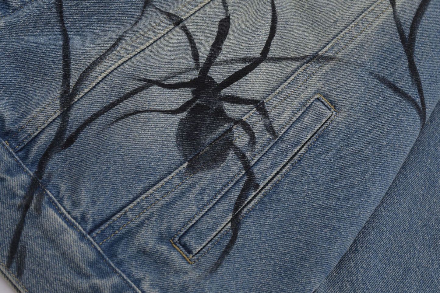 Spiderweb Graffiti Oversize Denim Jacket WN11136
