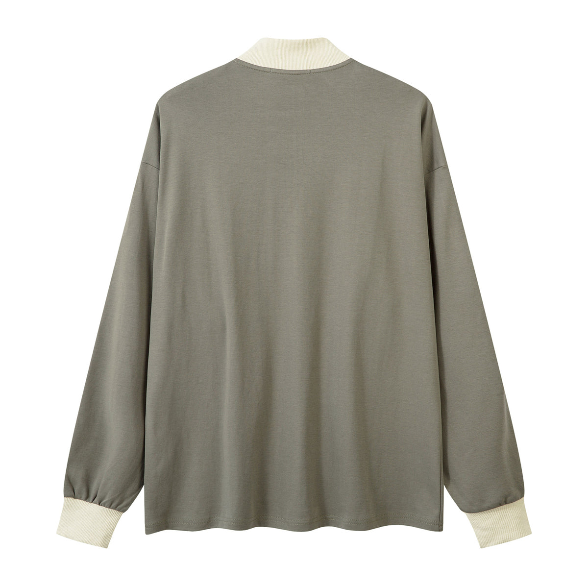 Half Zipper High-Neck Stripe Letter Print Long Sleeve T-Shirt WN26871