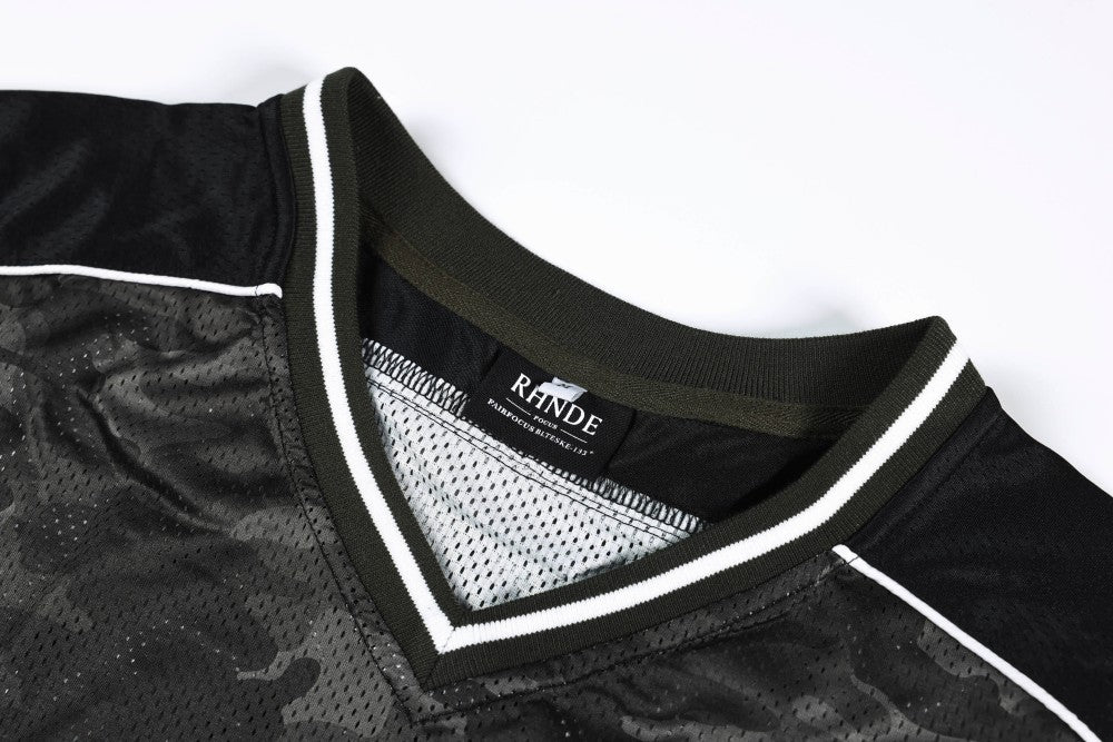 Camouflage Letter Badge Embroidery Contrast Patchwork Oversize Short Sleeve T-Shirt WN27902