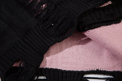 Damage Cutout Knit Sweater WN11444