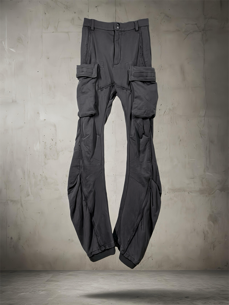 Pleated Flare Washed Cargo Pants WN22003