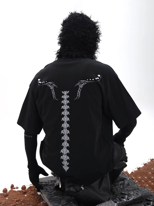 Spine Design Heavyweight Pure Cotton Short Sleeve T-Shirt WN18656