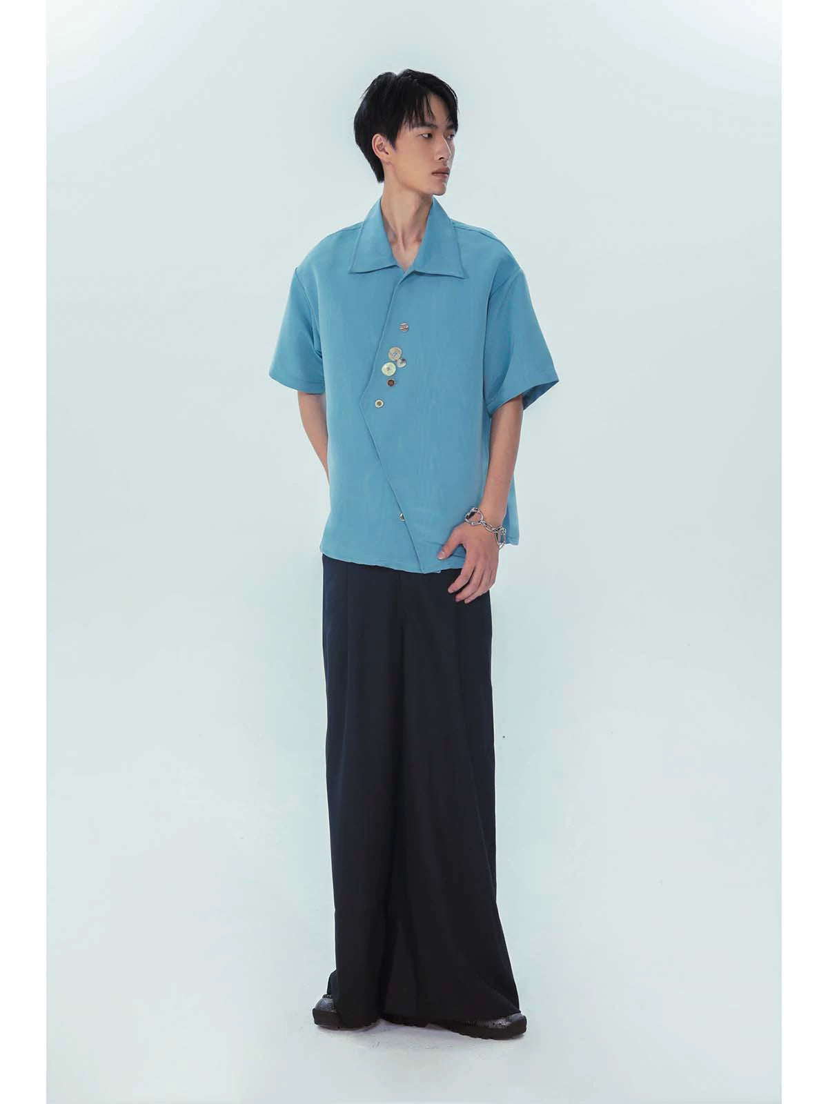 Irregular Ripple Design Short Sleeve Shirt WN19018