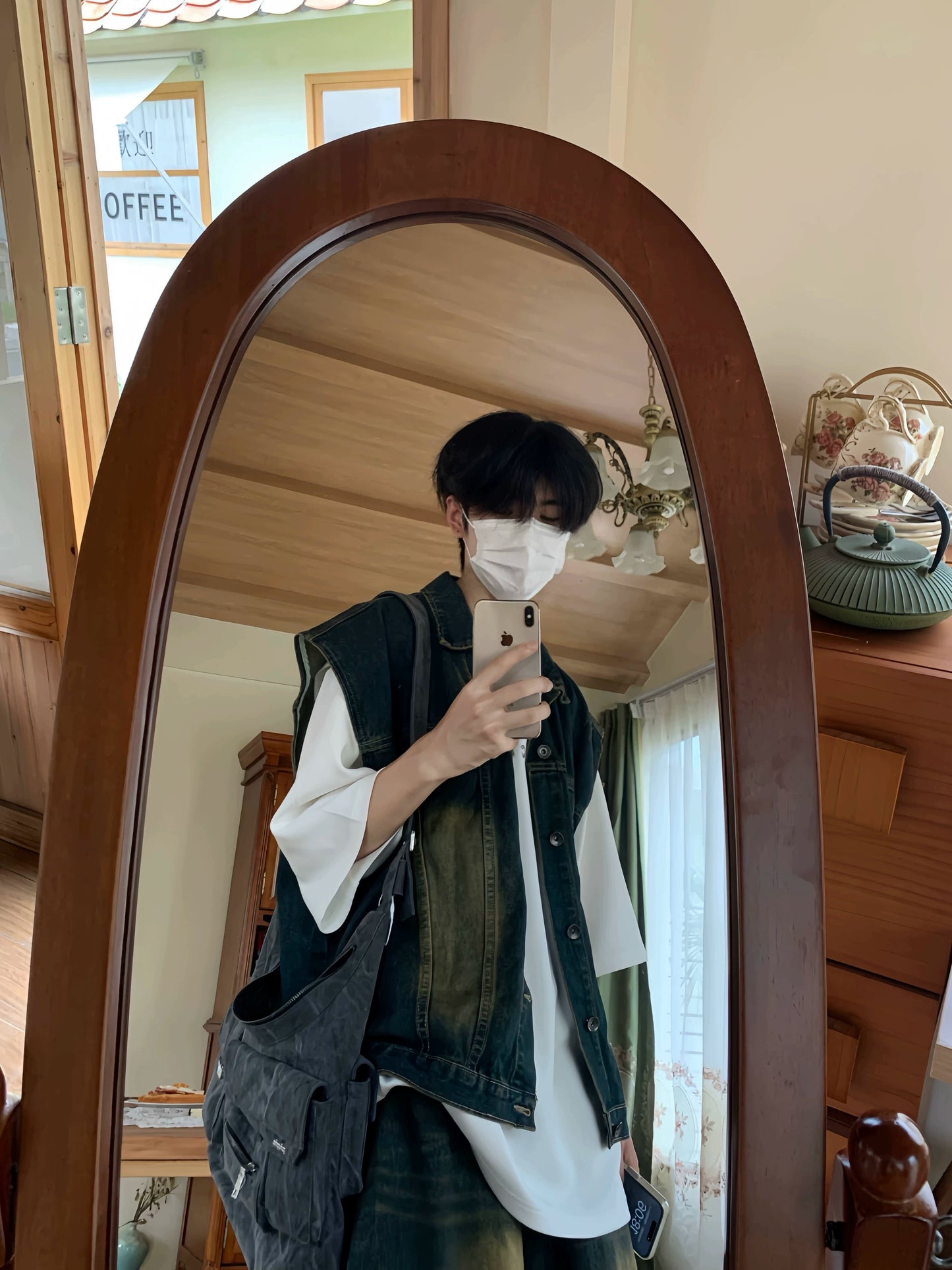 Washed Denim Vest & Damage Denim Half Jeans Setup WN19819