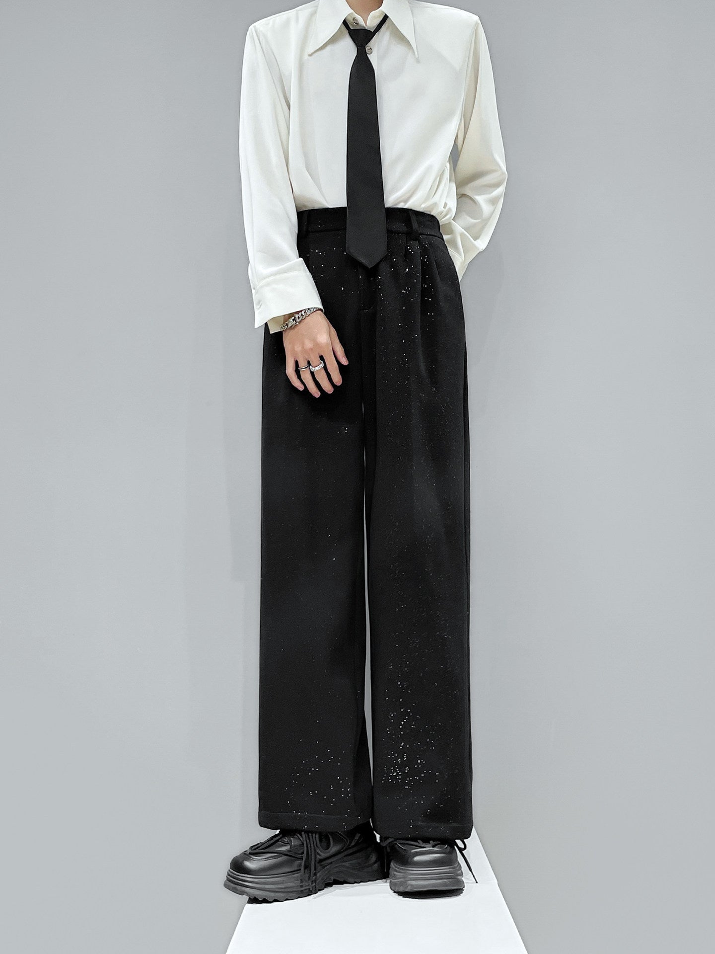 Star Glitter Wide-Leg Straight Trousers WN23948