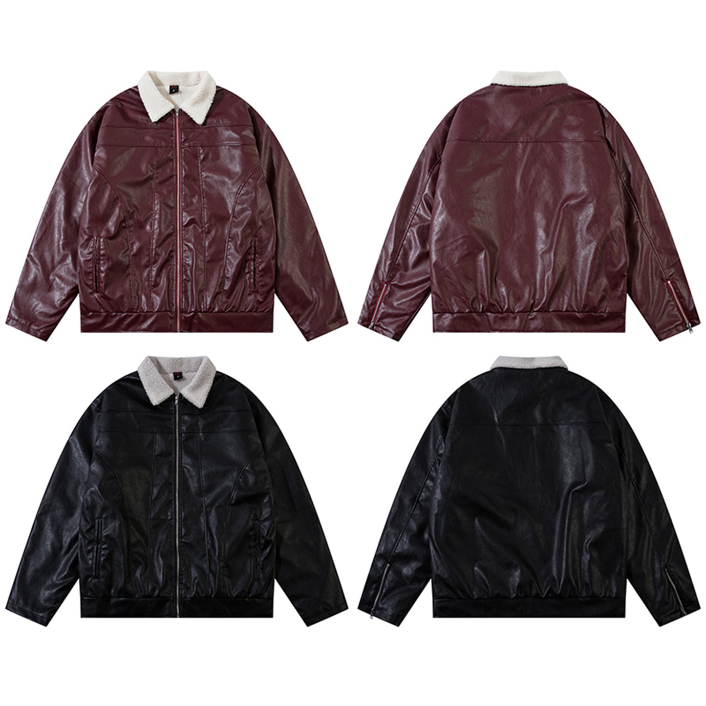 Fleece Lining PU Leather Jacket WN11487