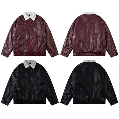Fleece Lining PU Leather Jacket WN11487