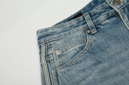 Washed Side Stripe Curved Denim Jeans WN26151