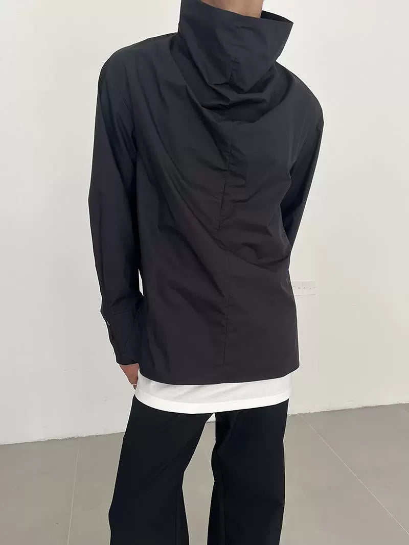 Structured Stand-Neck Pullover Shirt WN21627