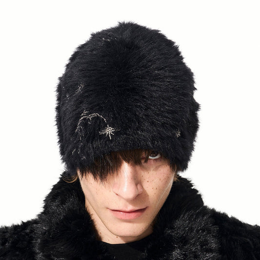 Fake Fur Embroidery Knit Hat WN22689