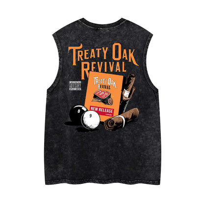Washed Billiards Cigar Print Sleeveless T-Shirt WN26888