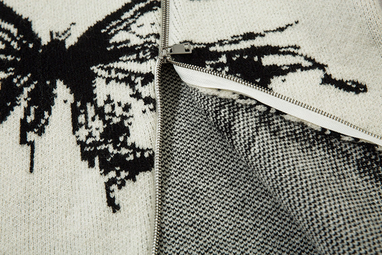 Jacquard Zipper Detail Knit Sweater WN11451