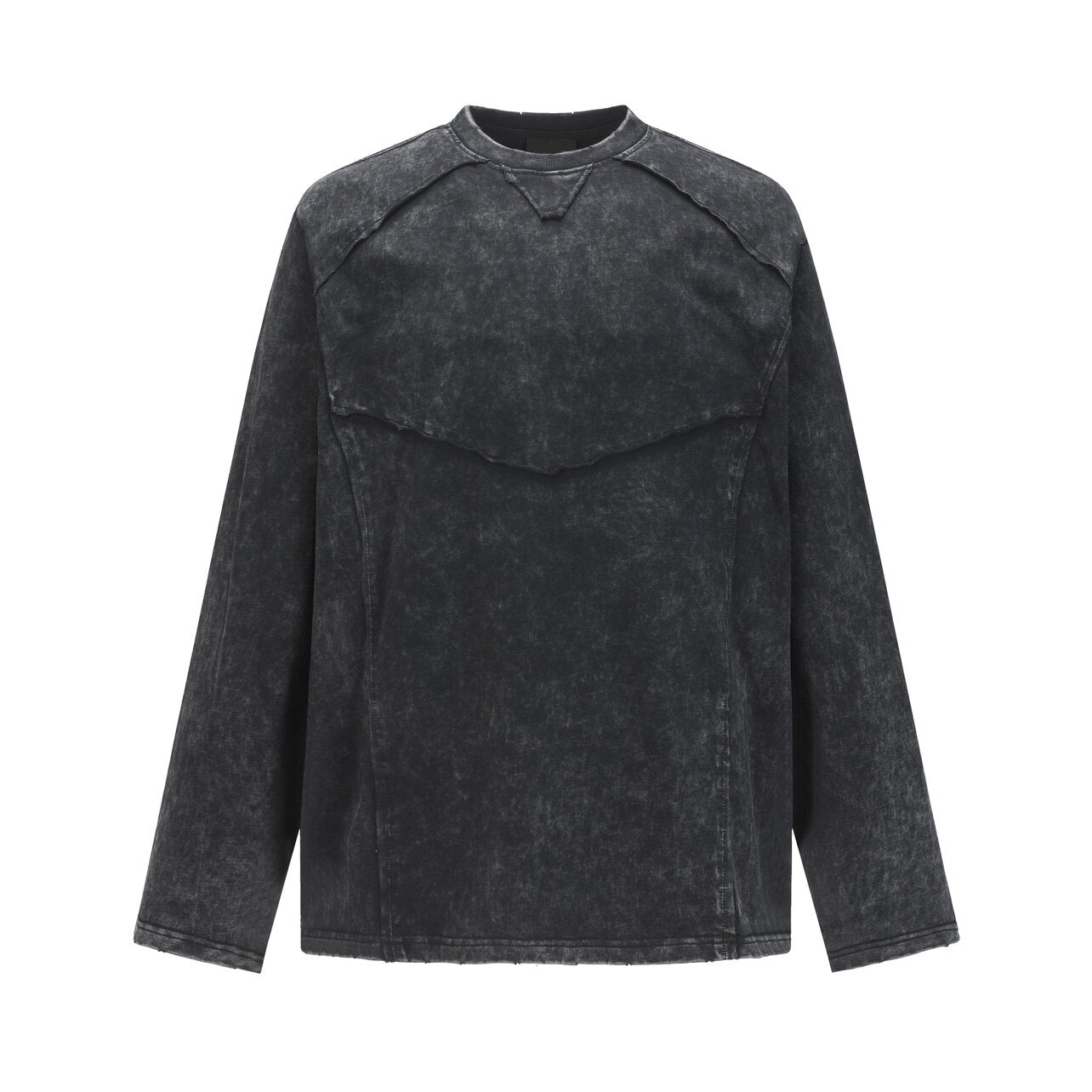 Washed Deconstructed Appliqué Oversize Long Sleeve T-Shirt WN24471