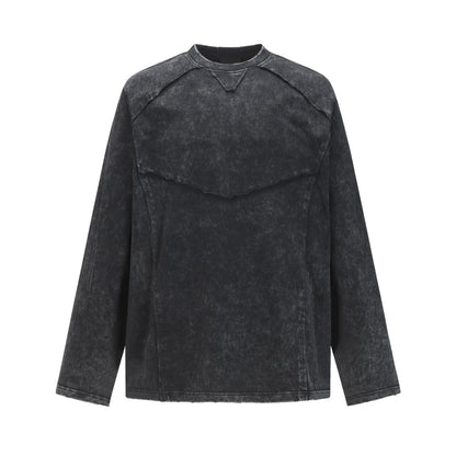 Washed Deconstructed Appliqué Oversize Long Sleeve T-Shirt WN24471
