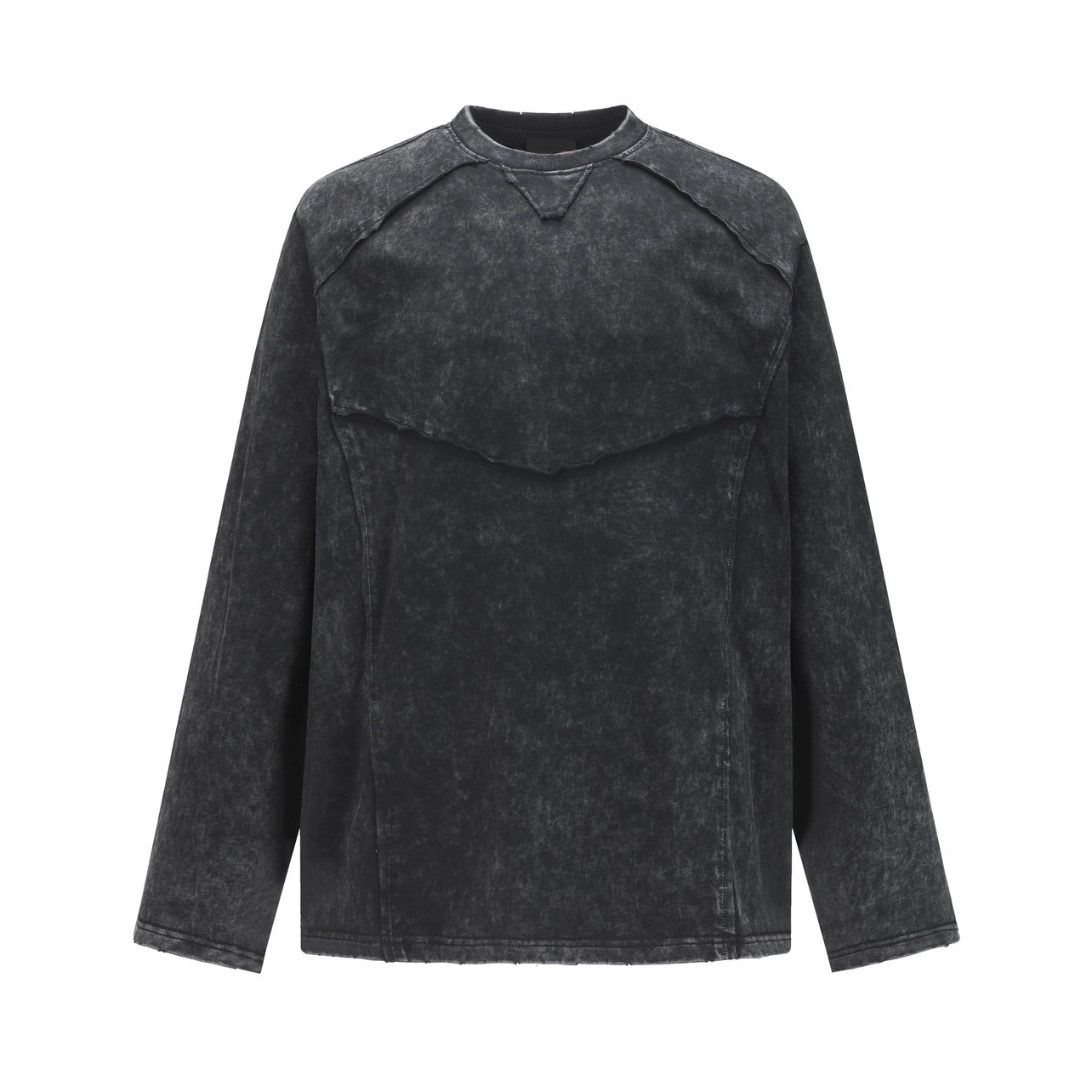 Deconstruction Applique Washed Long Sleeve T-Shirt WN21035