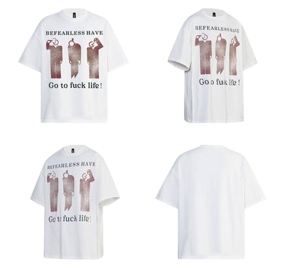 Washed Figure Graphic Oversize Short Sleeve T-Shirt WN26342