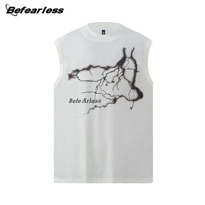 Lightning Print Oversize Sleeveless T-Shirt WN26374