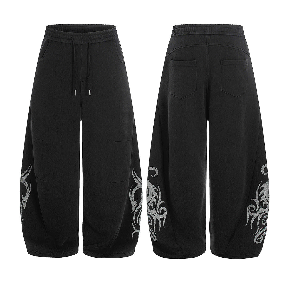 Tribal Print Drawstring Wide Leg Sweatpants WN25390