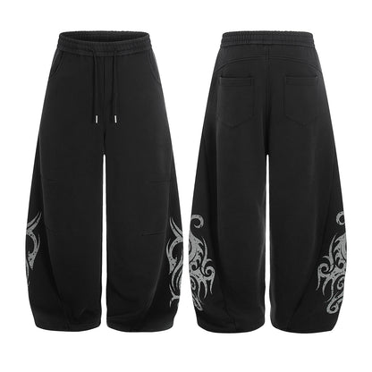Tribal Print Drawstring Wide Leg Sweatpants WN25390