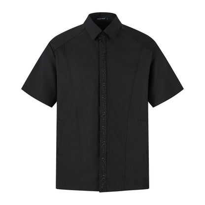 Everlasting Flower Embroidery Deconstructed Short Sleeve Shirt WN26848