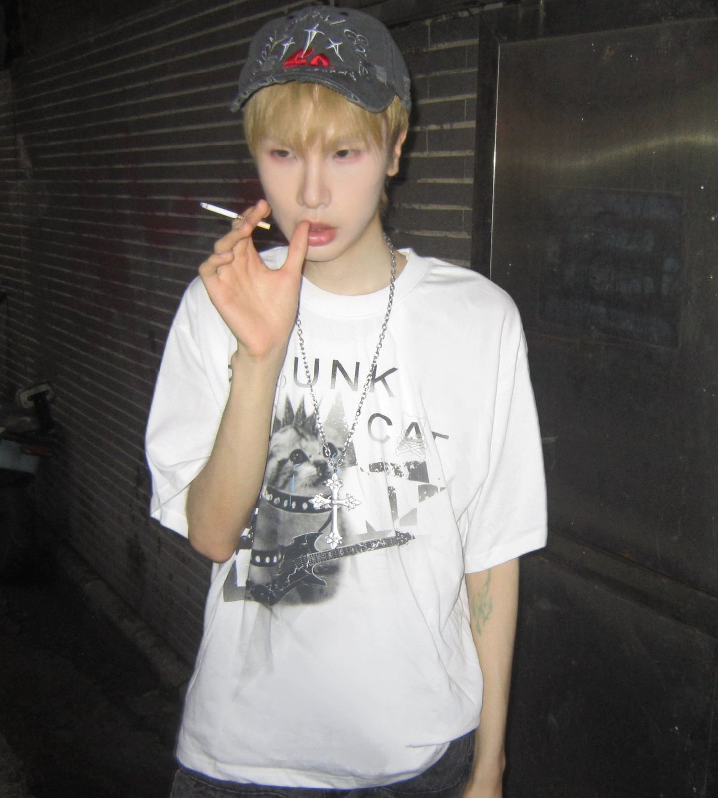 Cat Animal Print Oversize Short Sleeve T-Shirt WN20885