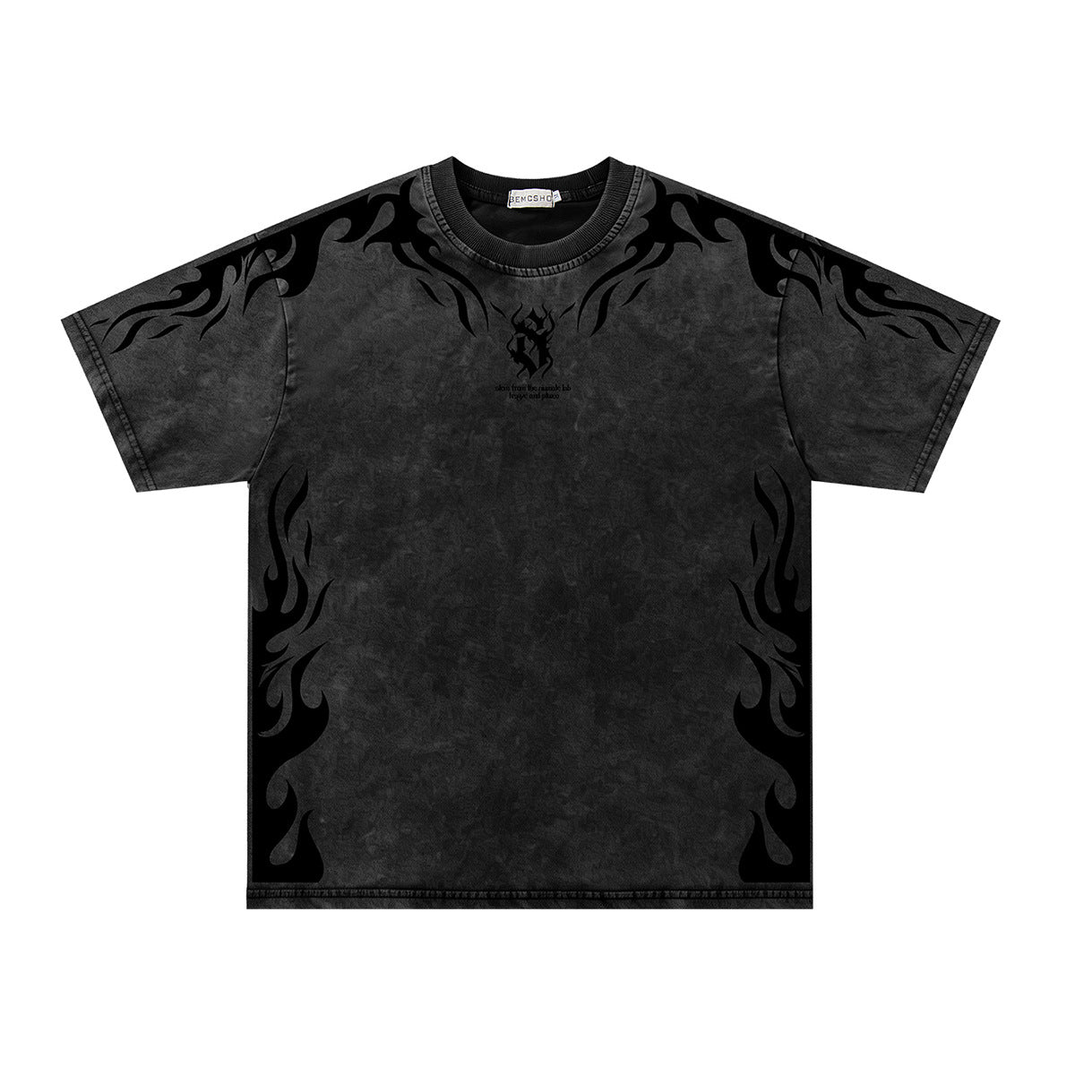 Washed Flame Print Oversize Short Sleeve T-Shirt WN26907