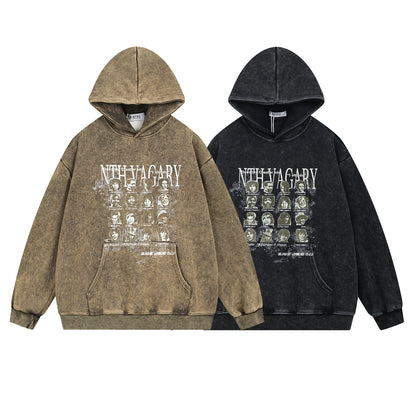 Washed Portrait Print Oversize Hoodie WN11547