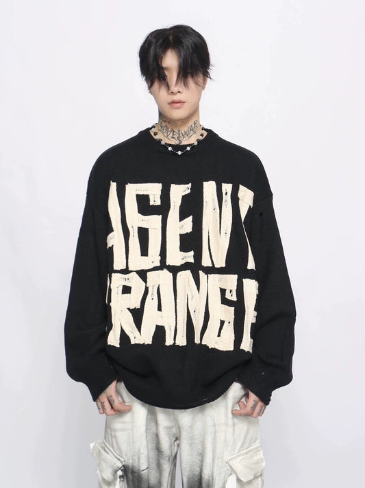 Oversize Letter Knit Sweater WN8756