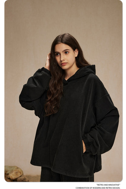 Oversize Drawstring Washed Hoodie WN9976