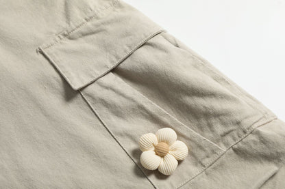 Multi-Pocket Wide Leg Cargo Half Pants WN18574