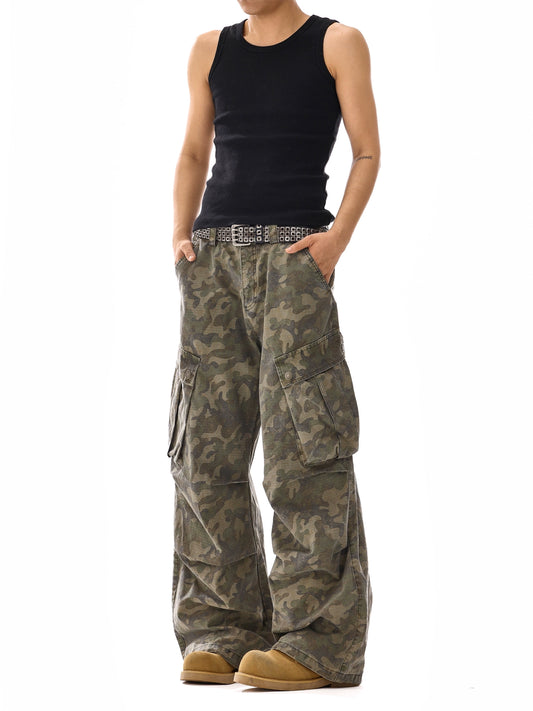 Wrinkle Multi-Pocket Camouflage Cargo Pants WN11585