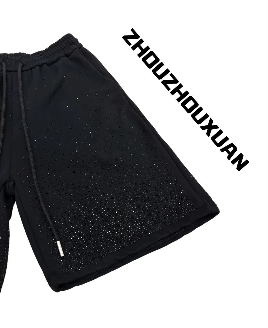 Gradient Rhinestone Short Sweatpants WN20707
