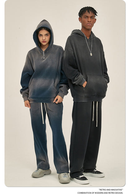 Fleece Lining Spray-dye Damage Oversize Hoodie WN9969-K