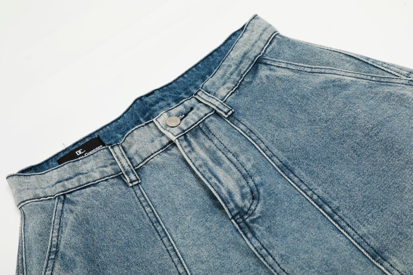 Washed Multi Pocket Curved Denim Jeans WN25974