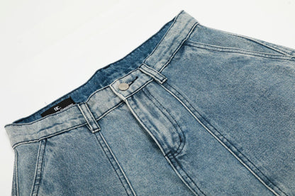 Washed Multi Pocket Curved Denim Jeans WN25974