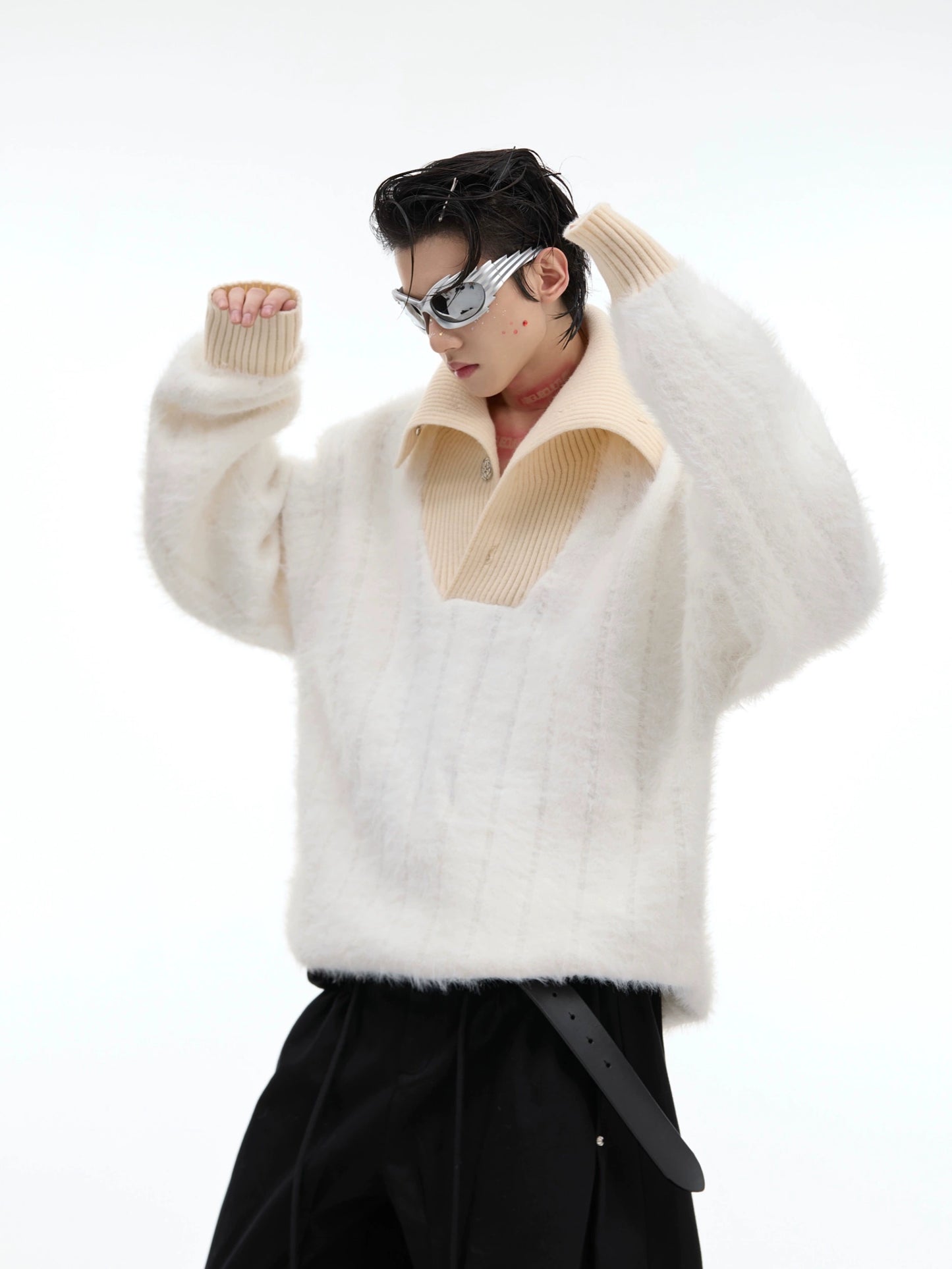 Turtle-neck Furry Knit Sweater WN8039