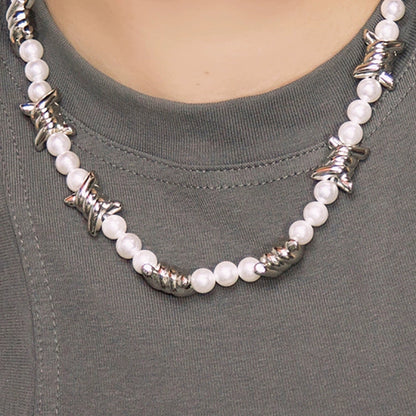 Barbed Wire Pearl Necklace WN21112