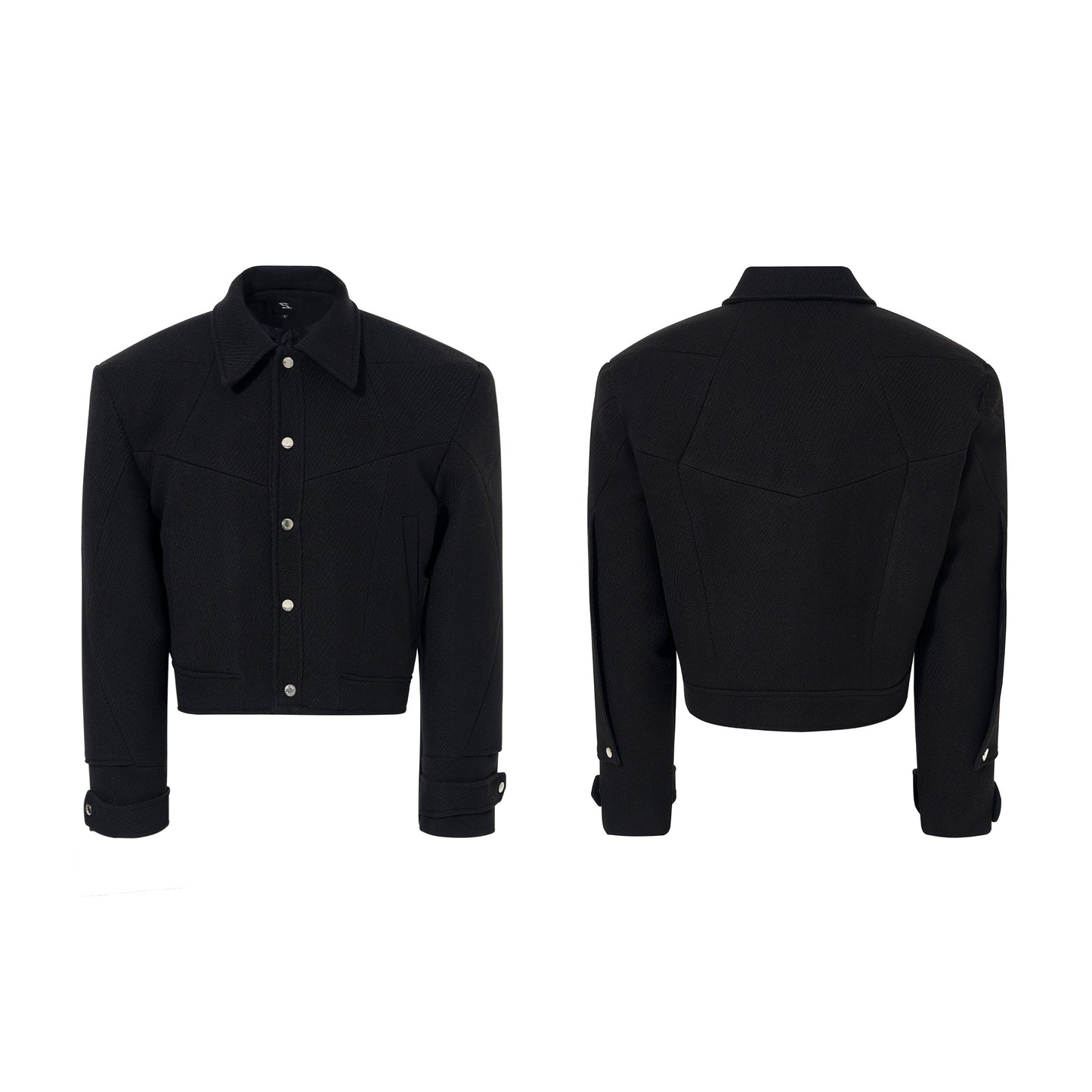 Deconstruct Lapel Tweed Short Jacket & Tweed Flare Trousers Setup WN22684