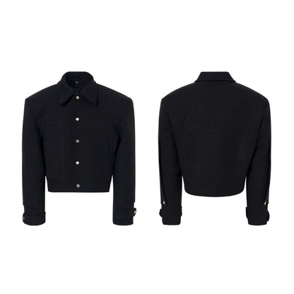 Deconstruct Lapel Tweed Short Jacket & Tweed Flare Trousers Setup WN22684