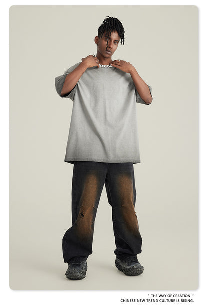 Washed Gradient Pure Cotton Sleeveless T-Shirt WN6075