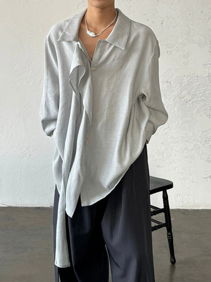 Ribbon Design Linen Long Sleeve Shirt WN20013